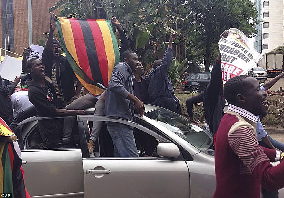 Crowds gathered at football pitches close to the city centre and marched towards Freedom Square, in Harare 