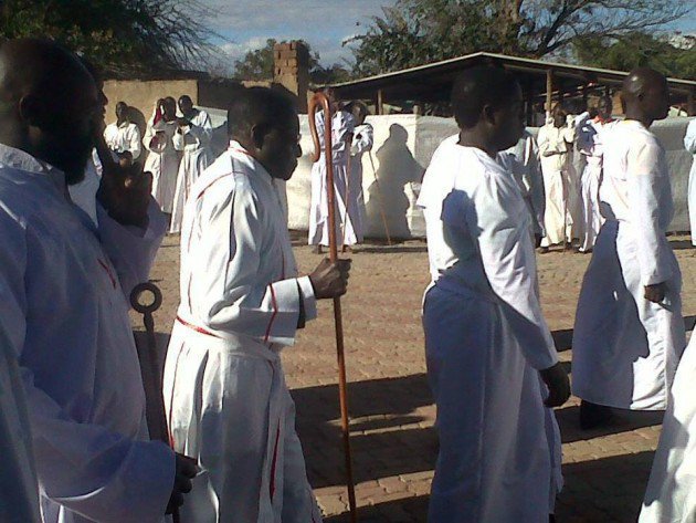 In the run up to the 2013 elections, President Robert Mugabe and wife came all dressed in apostles garments, no shoes as per church custom. Grace Mugabe was sitting on the floor among the apostles, while Mugabe was offered a seat.
