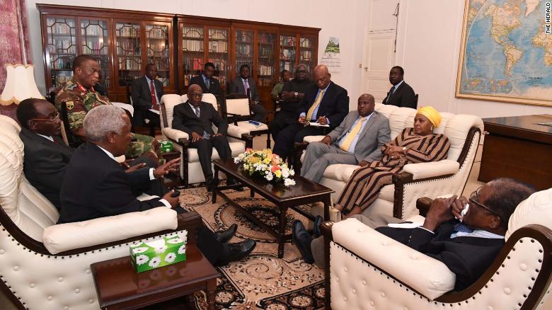 Mugabe in talks about his future, in this image tweeted by the editor of Zimbabwe's Herald. 