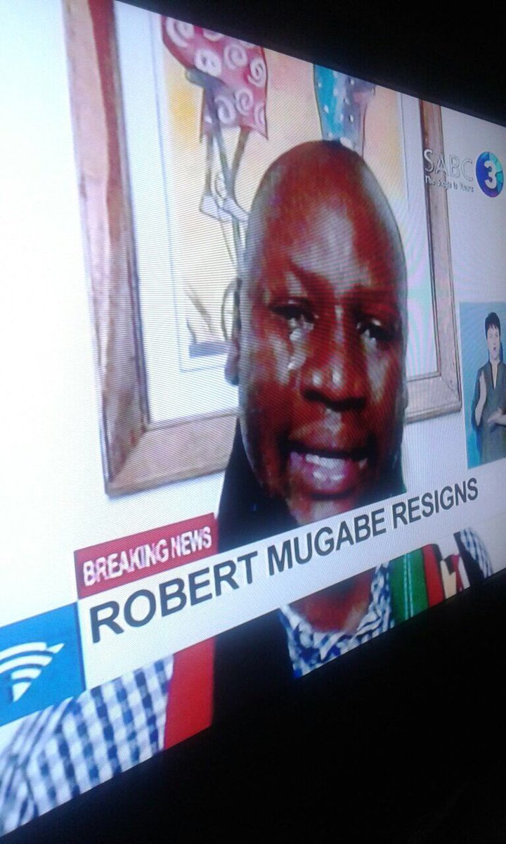 BREAKING NEWS: Mugabe resigns as Zimbabwe president 