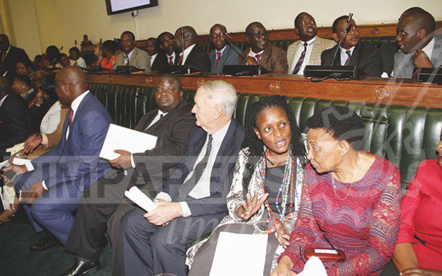 Opposition members of parliament seated ready to move a motion to impeach President Mugabe. Picture by John Manzongo
