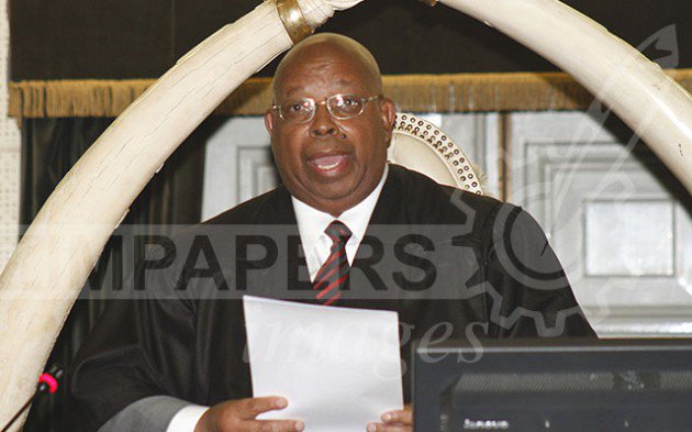 Speaker of the house of Assembly honourable Jacob Mudenda in parliament moving a motion to impeach President Mugabe. Picture by John Manzongo