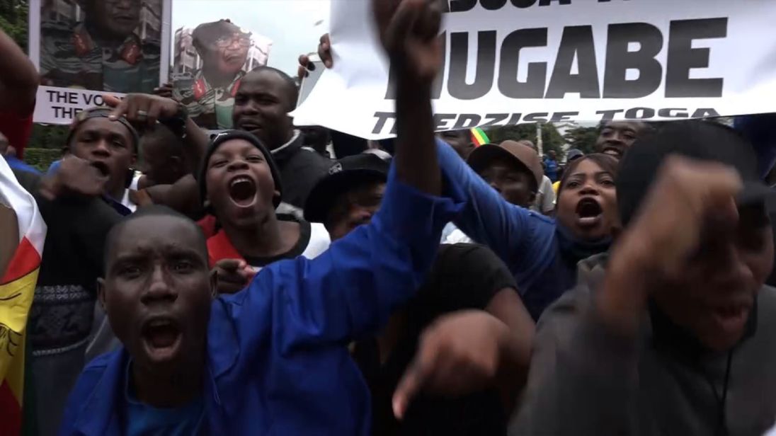 One protester told Sky News: 'I am here because I want Mugabe to go'
