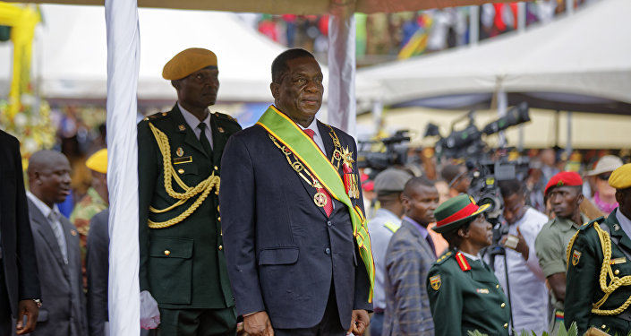 Emmerson Mnangagwa inspects the military parade after being sworn in as President at the presidential inauguration ceremony in the capital Harare, Zimbabwe Friday, Nov. 24, 2017