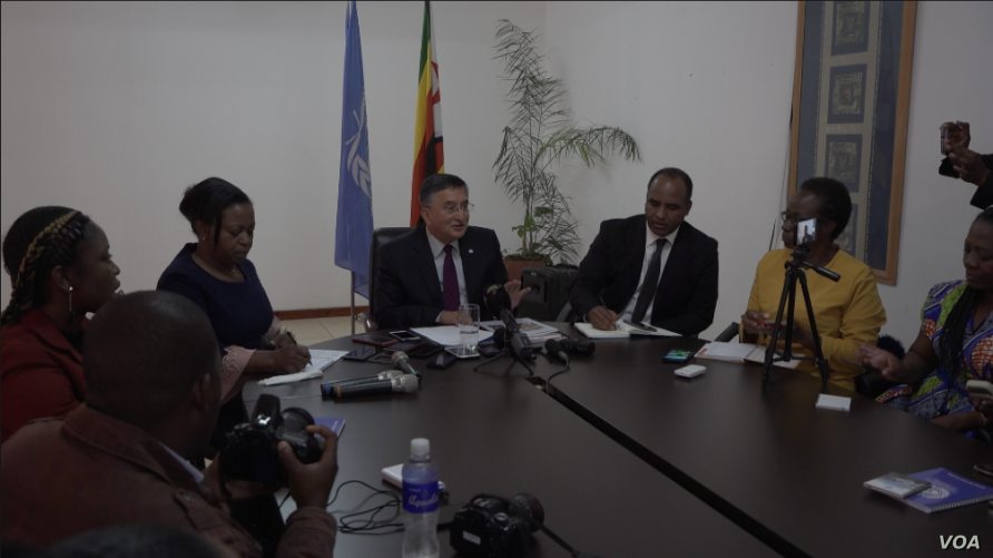 Bishow Parajuli, the outgoing U.N. Resident Coordinator in Zimbabwe meets with reporters in Harare, Zimbabwe, Aug. 28, 2019.