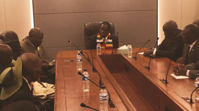 President meets chiefs, Mugabe family
