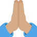 Person with folded hands (medium skin tone) ??