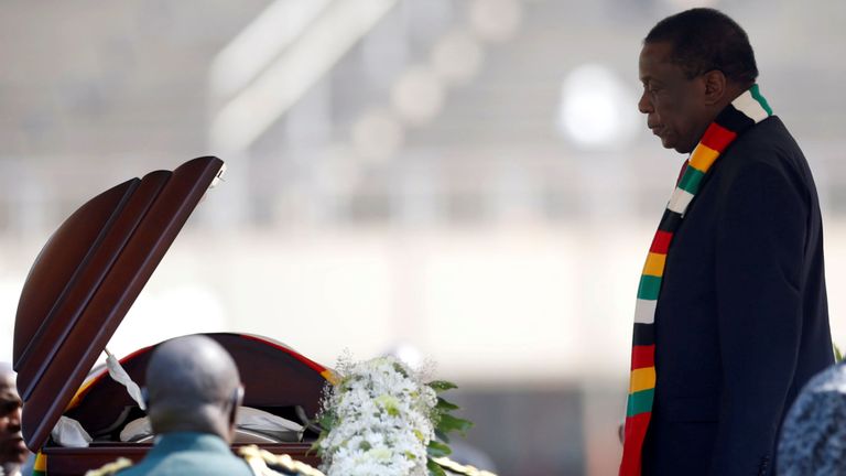 President Emmerson Mnangagwa pays tribute to the former leader