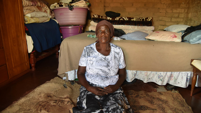 Beatrice Katumba in her one-room home