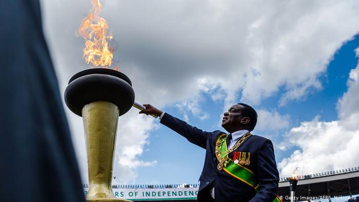 Emmerson Mnangagwa lighting Zimbabwe's Eternal Flame of Freedom