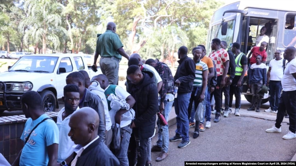 Arrested moneychangers arriving at Harare Magistrates Court on April 20, 2024.