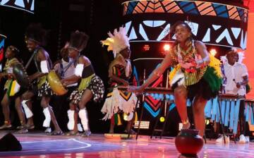 One of the groups performs at the International Arts and Culture Festival Slavianski Bazaar in Vitebsk, Belarus, on Thursday night