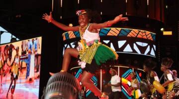 One of the young artistes who were part of the Zimbabwean cultural group “Echoes of Zimbabwe”, comprising artistes from different cultural groups and schools, dances at the International Arts and Culture Festival Slavianski Bazaar in Vitebsk, Belarus, on Thursday night