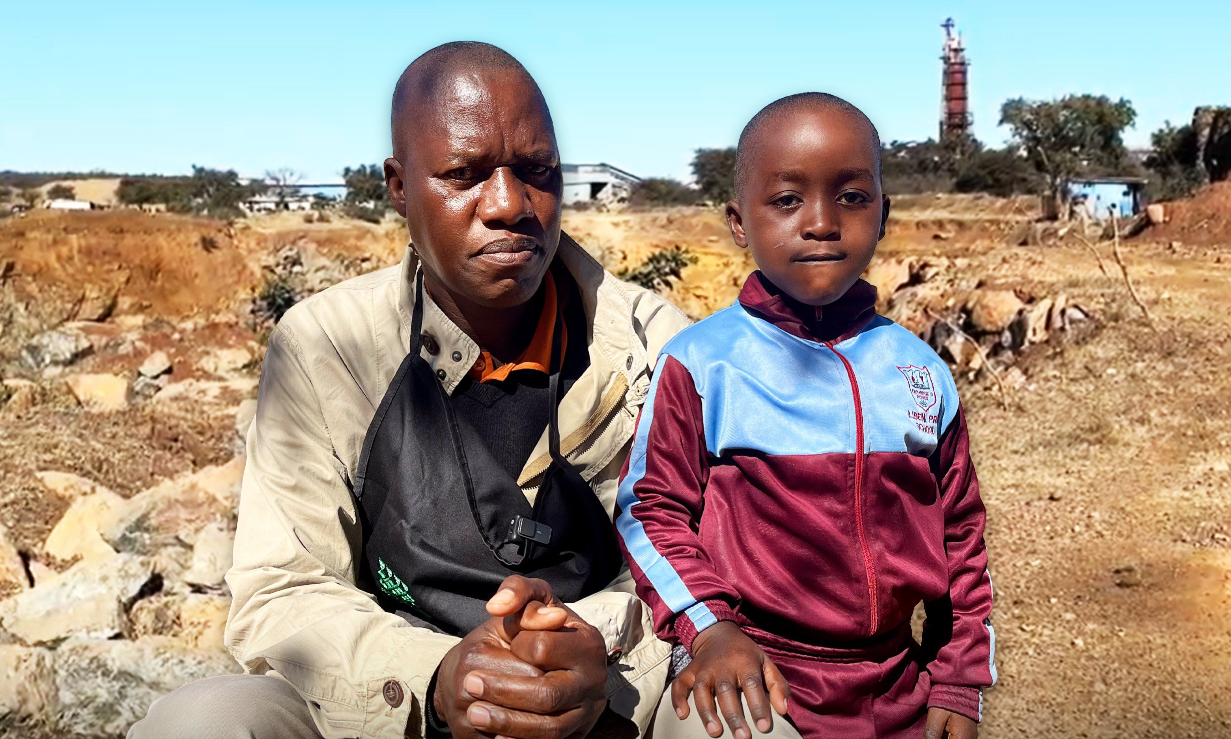 Gordon Sibanda, who worked in one of Zimbabwe's artisanal mines, pictured with his grandson